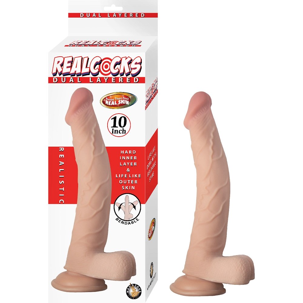 RealCocks Dual Layer Bendable Dildo 10 Inch Vanilla