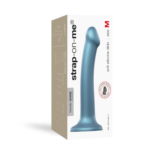 Strap-on-Me Duck Egg Blue Metallic Shine Mono Density Dildo Medium