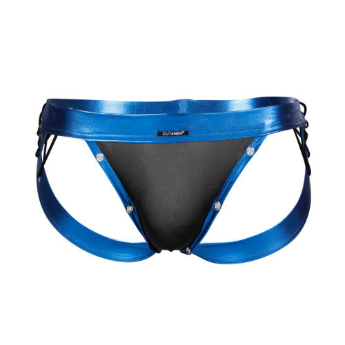 C4M Desire Jockstrap Blue Leatherette Large