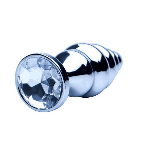 Precious Metals Ribbed Silver Butt Plug