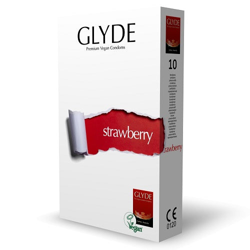 Glyde Ultra Strawberry Flavour Vegan Condoms 10 Pack