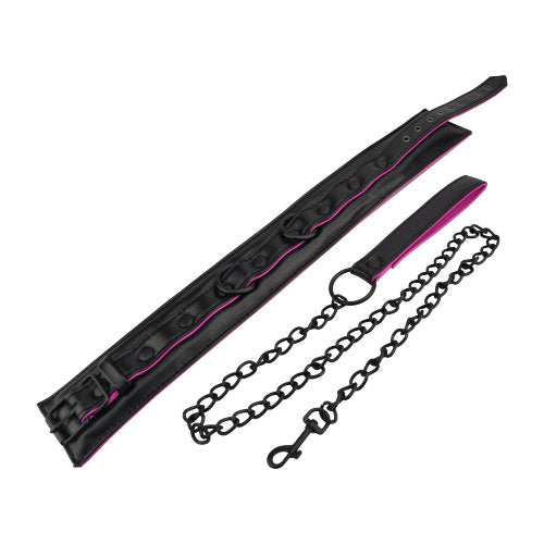 Bound to Please Pink & Black Bondage Collar & Leash